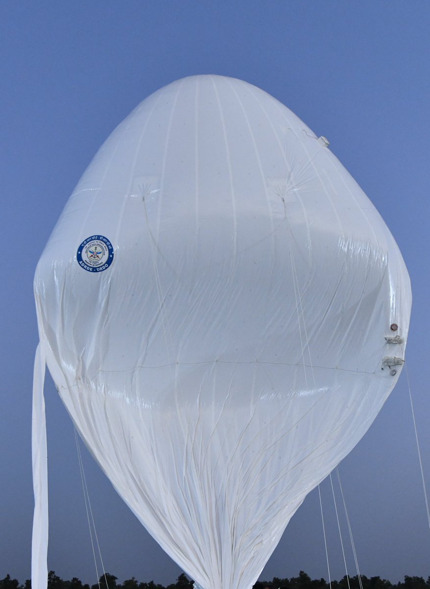 DRDO_India's tweet photo. High Altitude Platform System (HAPS), a long-endurance stratospheric aerial surveillance platform designed and developed by ADRDE, Agra was successfully flight tested. 

The experimental flight attained an altitude of 21 km above mean mean level (AMSL) and remained at an altitude of 20 km AMSL for more than 30 minutes, while carrying useful instrumentation systems, before it was commanded to descend back to ground. The system was successfully recovered and flight performance data was analyzed.