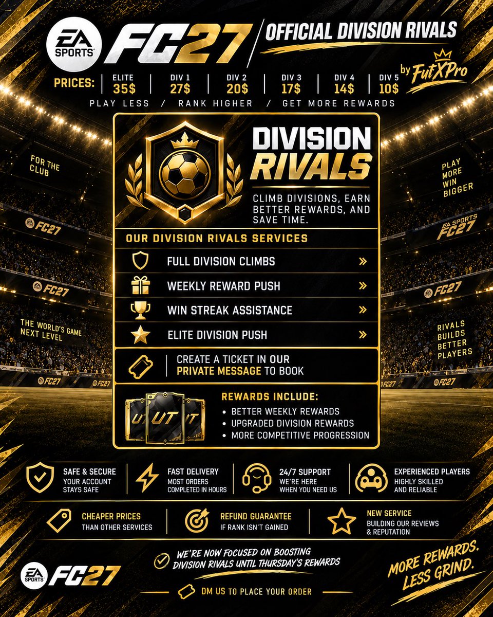 FutXPro's tweet photo. We’re now focused on Division Rivals boosts until Thursday’s rewards ✅

📩 DM us to place your order, or join our Discord and open a ticket. https://t.co/PEUjGRkvfa