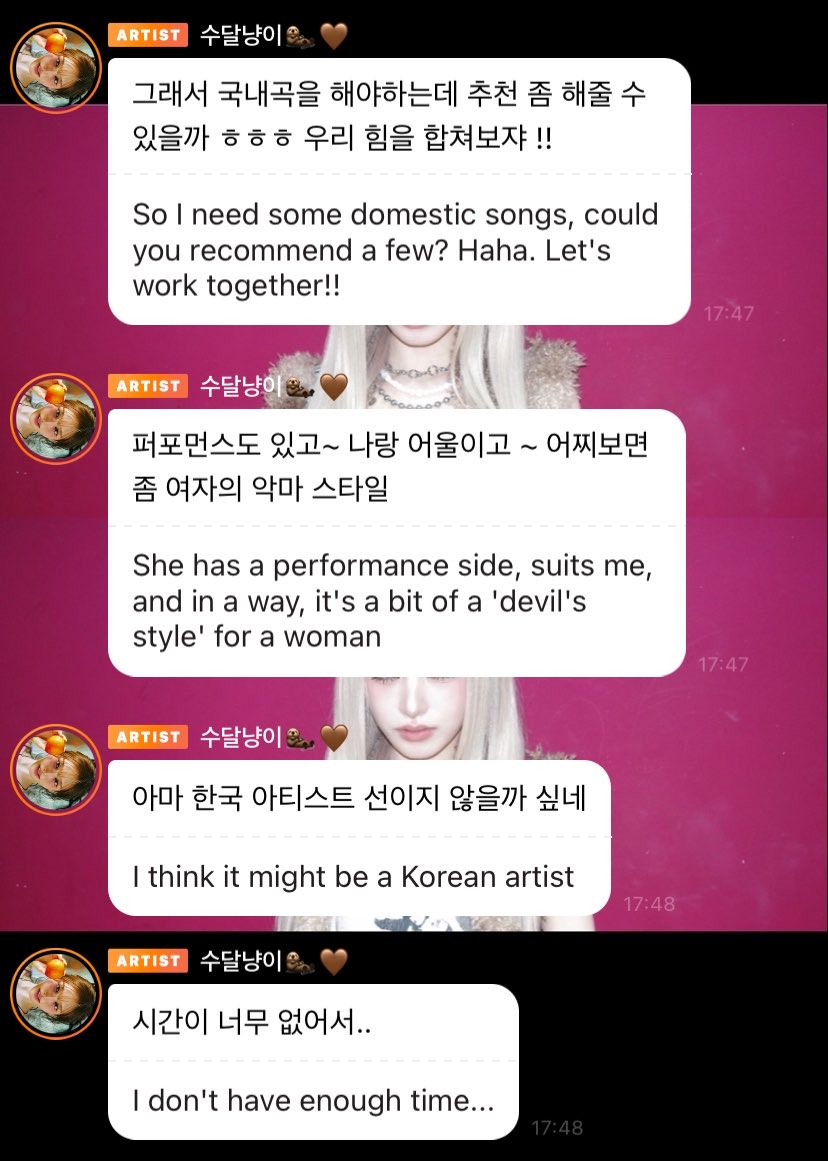 anyujinss2's tweet photo. ohh liz said at first she gonna perform a western pop song for her solo performance on KGMA but due to some circumstances she had to change it, even tho she already prepare it a lot 

so liz had to ask us some korean artist songs recommendation that suits for her now 😭☝️ https://t.co/nvqFk7e5cY