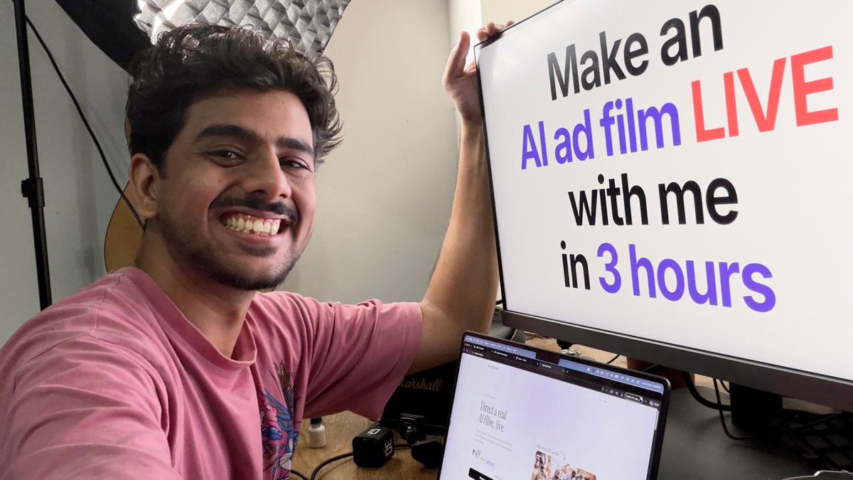 GirdherVishwas's tweet photo. i’m hosting a FREE AI filmmaking workshop this Sunday

I've worked with brands like KayBeauty, Havells, Birla, etc, taught 20,000+ people, and made thousands of dollars through generative ai (film-making)

so it’s time I give some of that back

3 hours. LIVE.

I’ll show you exactly how I go from an idea → shots → VFX → a finished ad film.

and we’ll make one from scratch together.

join here: https://t.co/XINljBcNxn

use code AIXAD to get in for free
