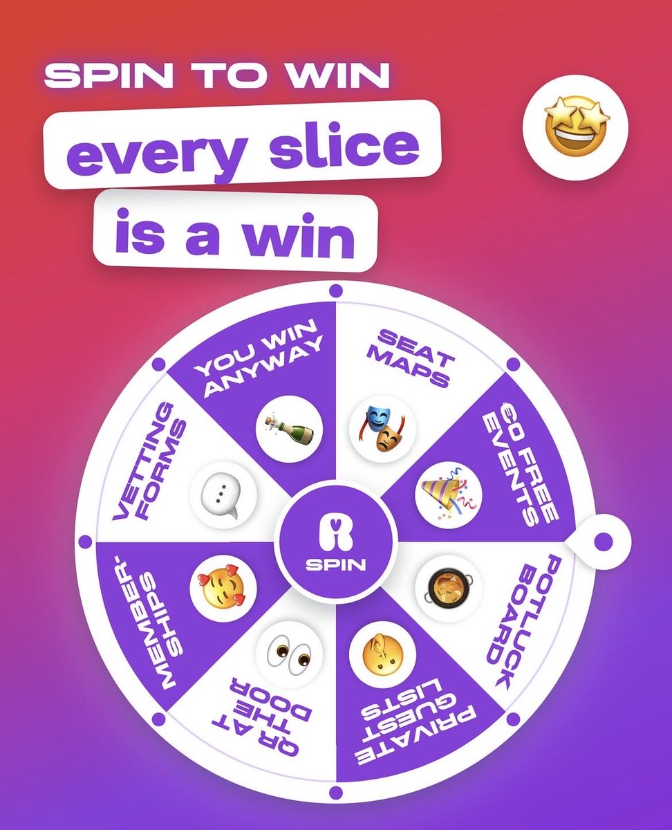 LetsRevelio's tweet photo. We may have slightly rigged the wheel. 👀
Spin it and see what Revel can do for your next event. ↓
https://t.co/1KrHYf0NgQ

#EventTech #EventProfs #EventPlanning #Events #CommunityBuilding https://t.co/Q3hs1YNqWY