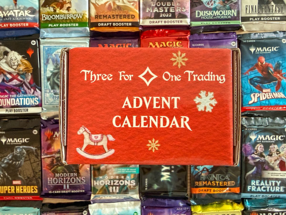ThreeForOne_'s tweet photo. It’s that time again! Gingerbread is back on the shelves, "Last Christmas" is playing on the radio, and the 341 Magic: The Gathering Advent Calendars are back! 🎅

New this year: Our Deluxe version, featuring twelve #MTG Collector Boosters 

Get them here: https://t.co/FxGGDcCeSc https://t.co/Xg5zrgsqJ2