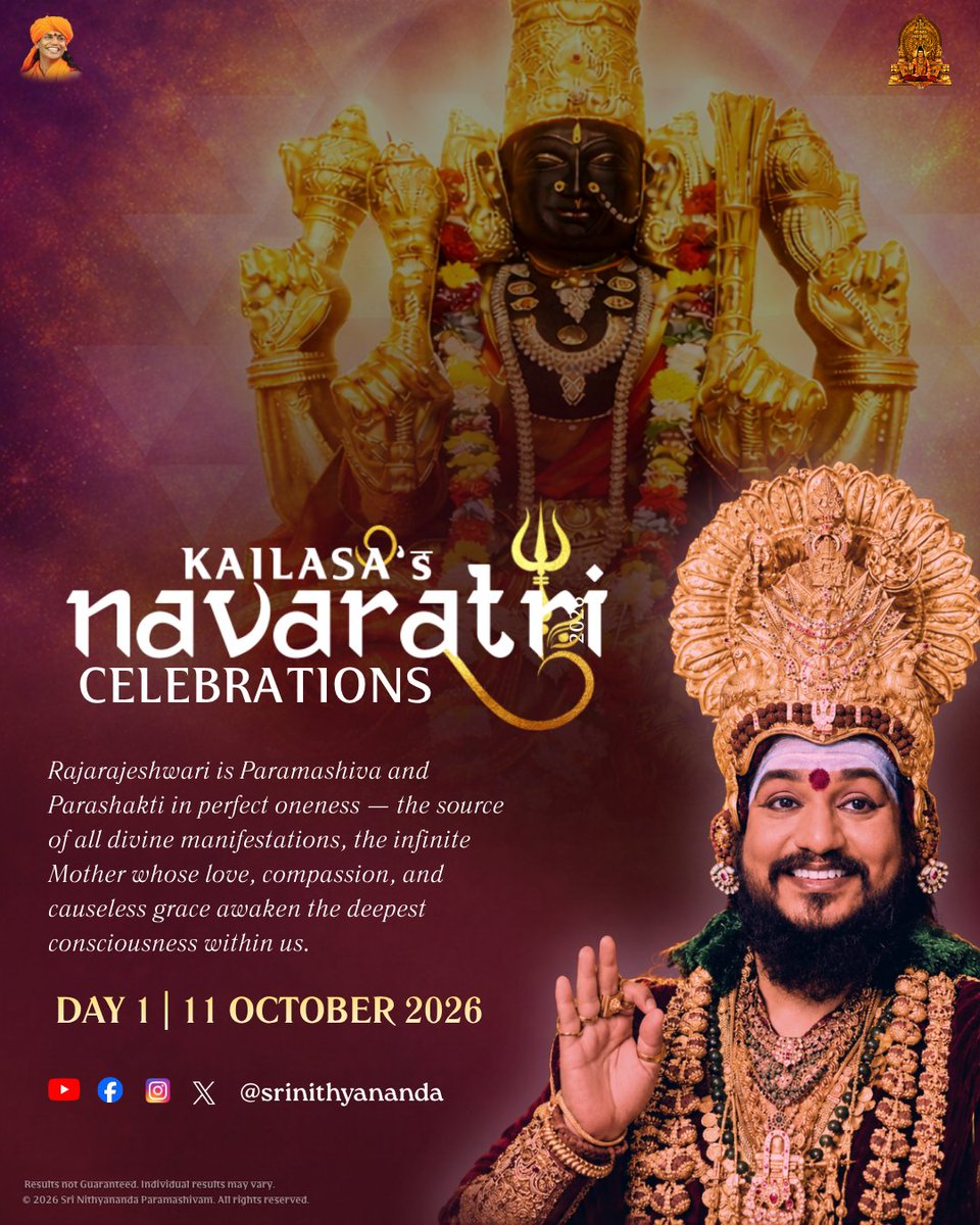 kailasanation's tweet photo. NAVARATRI DAY 1 | RAJARAJESHWARI

Navaratri begins with the boundless grace of Rajarajeshwari — the Supreme Mother of Sri Vidya, the unified form of Paramashiva and Parashakti.

She is Avyajakarunamurthy — She who showers grace without qualification,, or condition. https://t.co/CelwM9xMaM