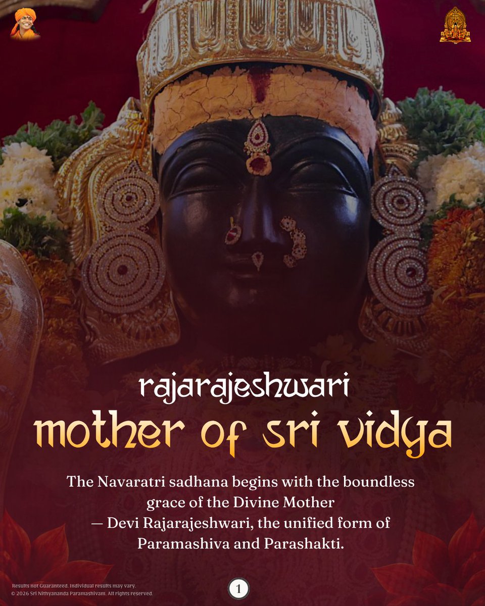 kailasanation's tweet photo. NAVARATRI DAY 1 | RAJARAJESHWARI

Navaratri begins with the boundless grace of Rajarajeshwari — the Supreme Mother of Sri Vidya, the unified form of Paramashiva and Parashakti.

She is Avyajakarunamurthy — She who showers grace without qualification,, or condition. https://t.co/CelwM9xMaM