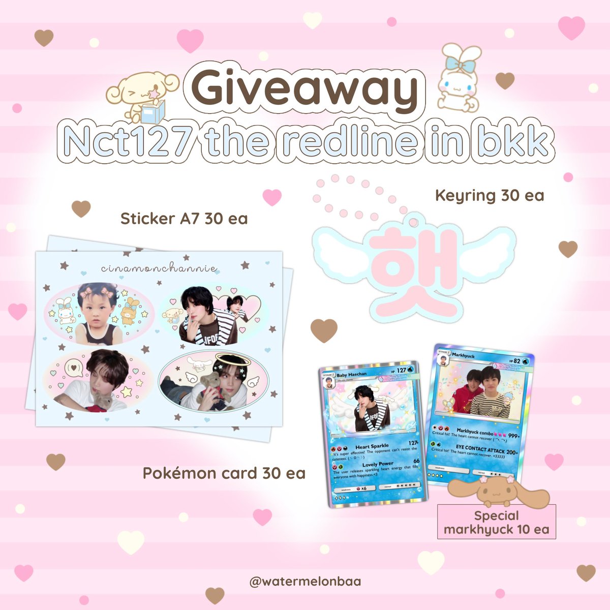 watermelonbaa's tweet photo. pls kindly rt 🪽
 
໒꒱⋆꙳ Giveaway The redline in bkk 💘. . . (🐻)*

ㅋᩚㅋ Only 30 set 
* Special  Pokémon Markhyuck shipper Only 10ea.   ͙͘͡ ★

🗓️ date : 1 Nov 2026 (tba)* 
@ thammsat stadium 🏟️

* rt + show this tweet * onlyy 🤳🏻🤳🏻
#THE_REDLINE_BANGKOK 
#NCT127_5TH_NEOCITY_BANGKOK_THE_REDLINE