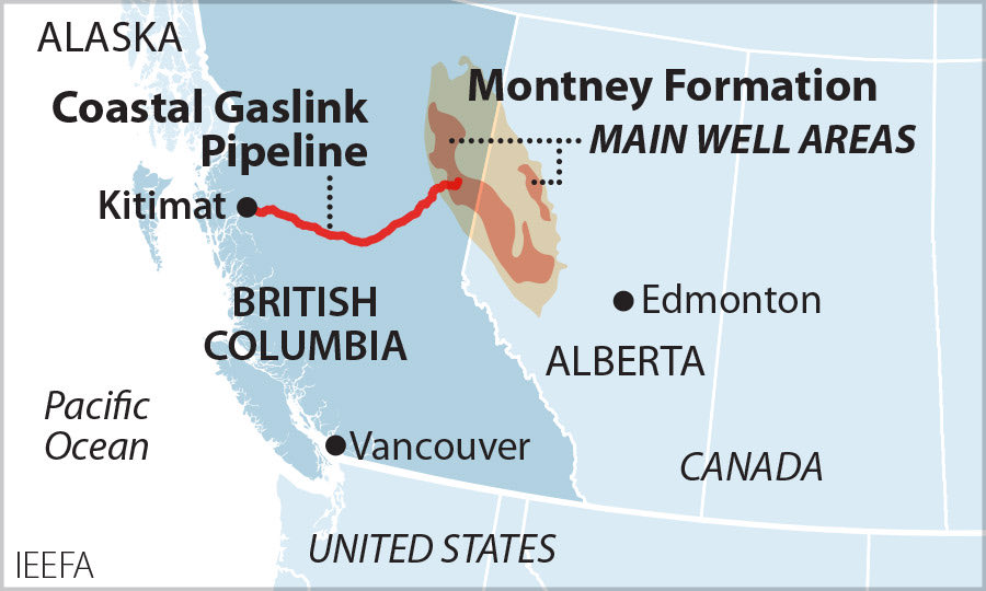 RickAnderson's tweet photo. @do73253 BC and Alberta. The Coastal GasLink pipeline to the West Coast is entirely within BC, but the Montney Formation straddles the border. https://t.co/DCsBeegaWc