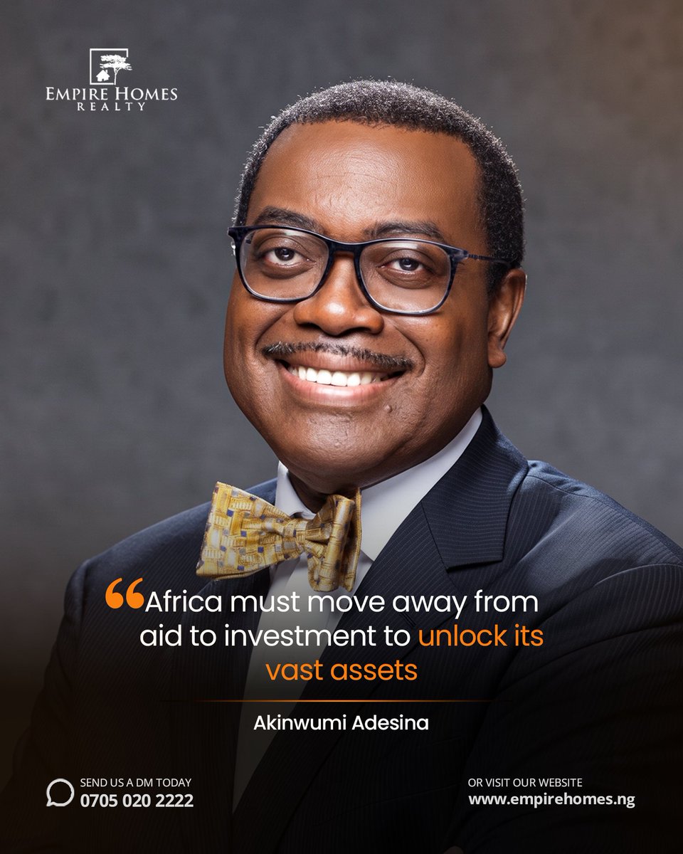 empirehomes_'s tweet photo. Africa’s greatest assets deserve investment, not just aid.

At Empire Homes, we believe strategic investment today can help build a stronger, more prosperous tomorrow.

Invest in value. Invest in Africa. Invest in your future.

#EmpireHomes #RealEstateNigeria https://t.co/WHiosMfLGy
