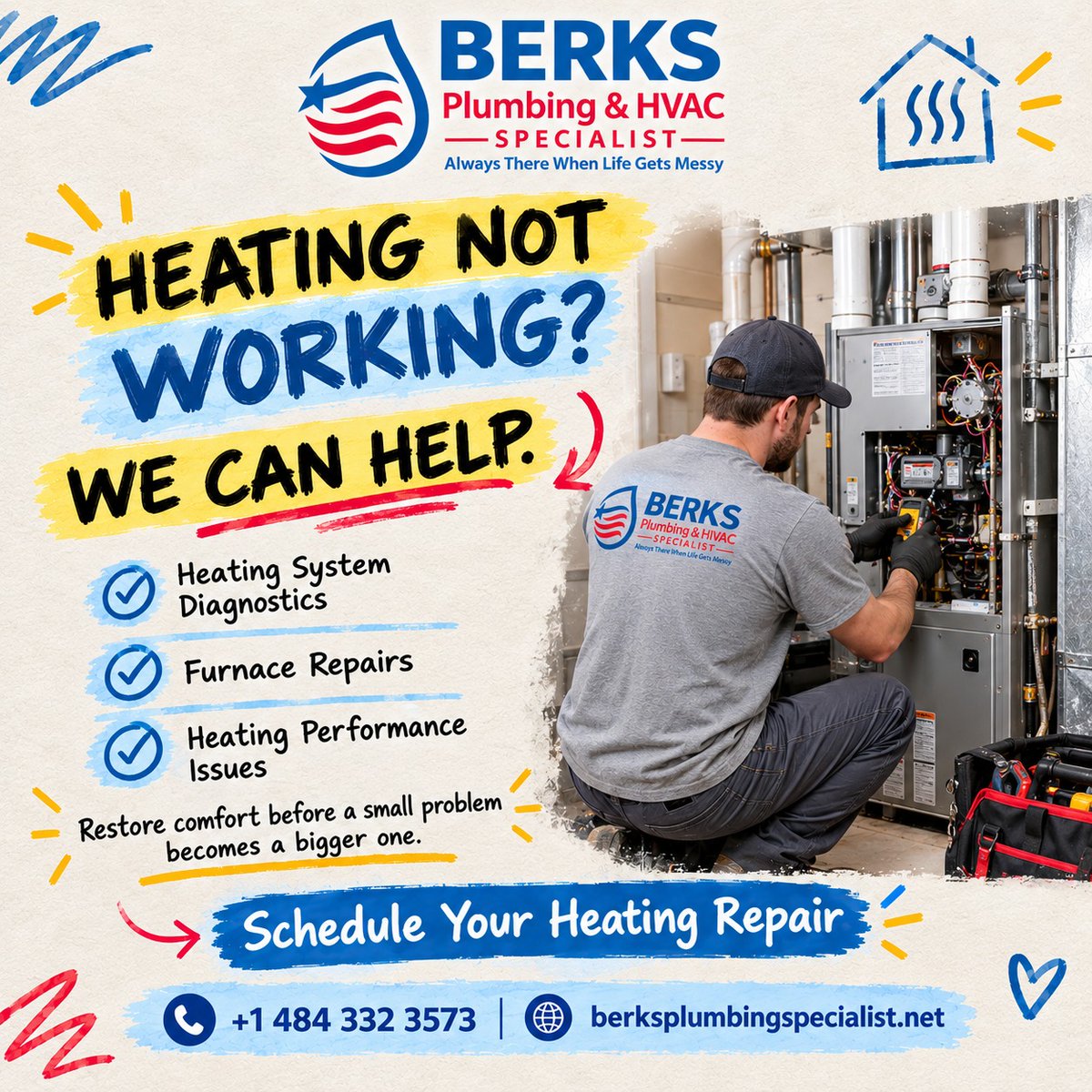 Berksplumbing's tweet photo. 🔥 Heating not working properly?

We can help with:
✅ System Diagnostics
✅ Furnace Repair
✅ Heating Performance Issues

Restore comfort before a small problem gets bigger.

📞 484-332-3573
 🌐 https://t.co/5ejxnMZbYW

#HeatingRepair #FurnaceRepair #HVACService #BerksCounty #BerksPlumbing