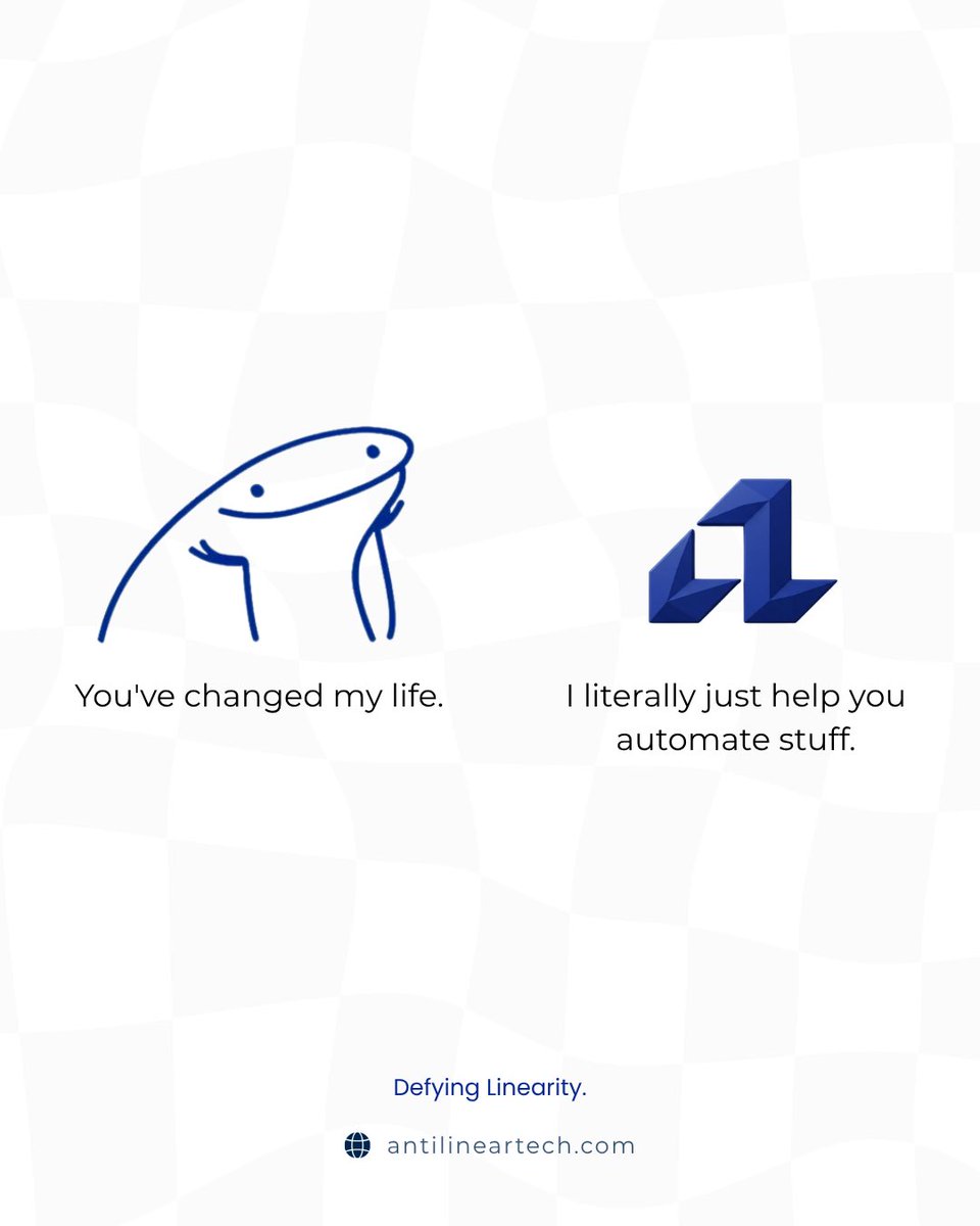 AntiLinearTech's tweet photo. You bring the chaos. We’ll ALTomate it. 

#Automation #ALT #DefyingLinearity https://t.co/K4G7lnvvQf