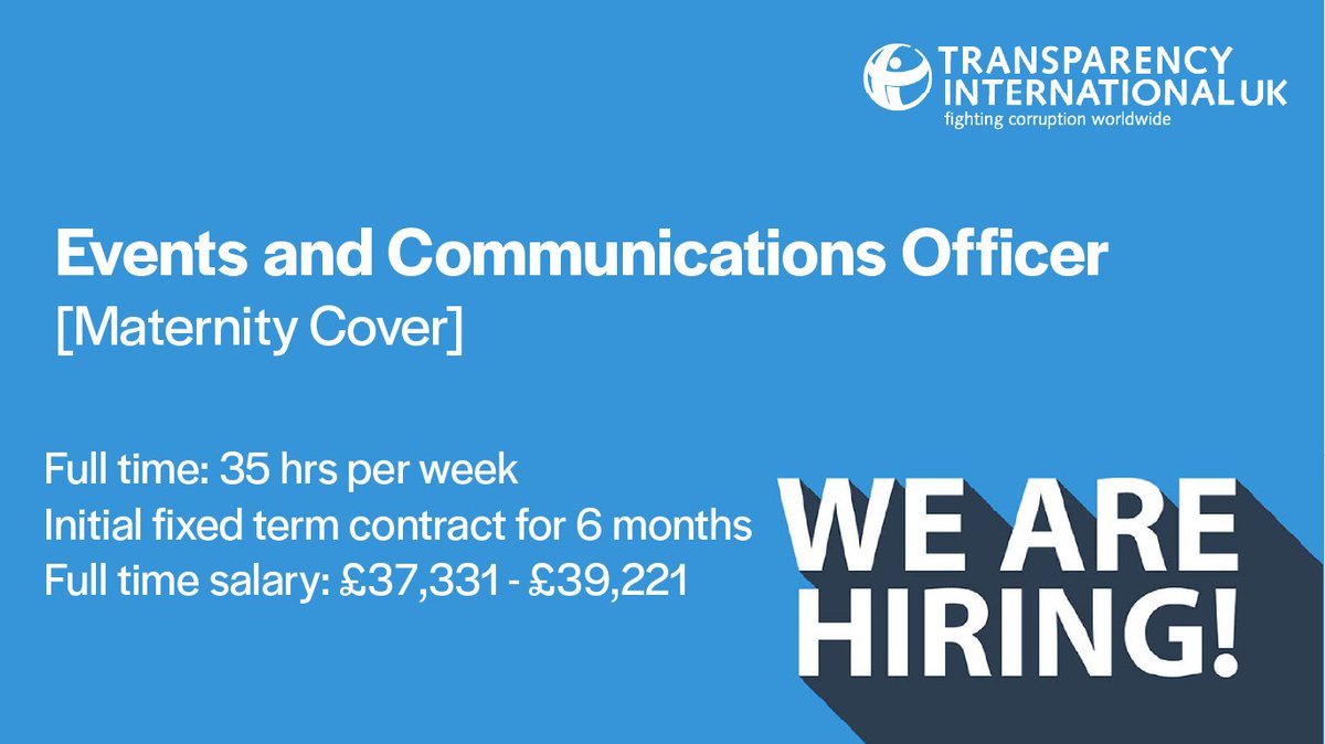 TransparencyUK's tweet photo. 💼✨ JOIN US ✨💼

Could you be our new Events and Communications Officer?

We're recruiting for a six-month fixed-term role to join our team to deliver our events programme and corporate member communications.

Find out more and apply below ⤵️
https://t.co/dlYhNjqIDV https://t.co/RmTiIoPhzr