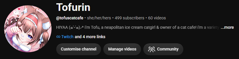 tofurinVT's tweet photo. AAAAAAA we're so close to 500 subs on youtube 🥺🥺 https://t.co/DzI3d3zAOo