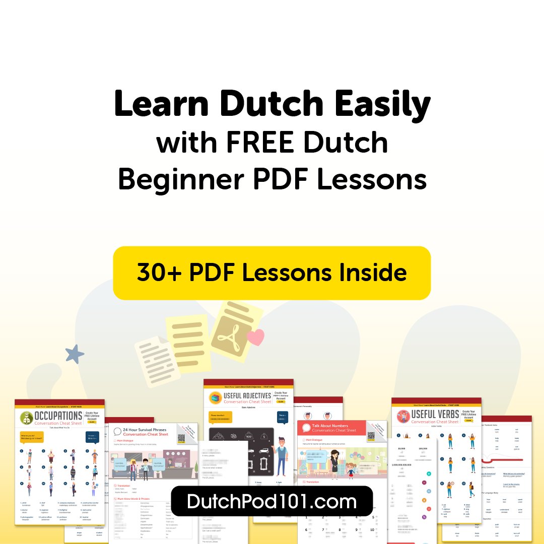 DutchPod101's tweet photo. 30+ Dutch Beginner PDF lessons. All FREE! 🥳  Want ’em? Grab yours here 👇
https://t.co/68XnA2BALu https://t.co/4tYH3pW4ng