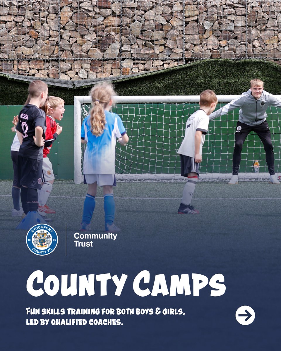 SCFCCommunity's tweet photo. County Camps are back! ⚽️💙

There's still space for your child this October half-term. 🎃

✍️ Book now at https://t.co/CdFcL7xTiB before it's gone. 

#SCCT #StockportCounty https://t.co/Fd1xPYF3aO