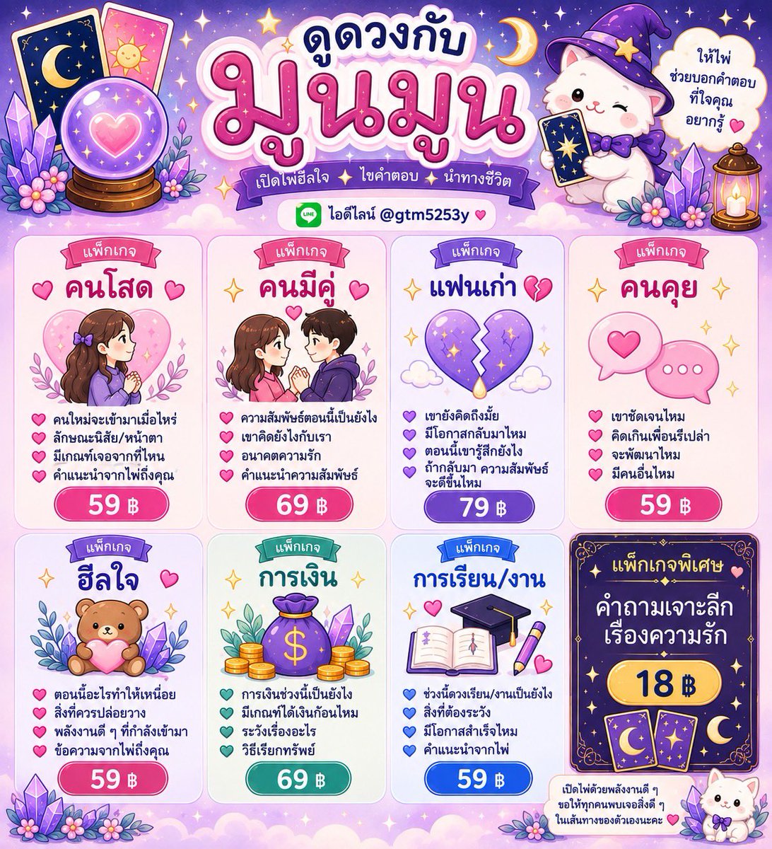 dooduangM's tweet photo. 🌙 ดูดวงกับมูนมูน 🐰
เริ่มต้นเพียง 18฿ ✨
ถามได้ทุกเรื่องที่ค้างคาใจ
ตอบตรงตามหน้าไพ่ คิวว่างนะคะ 💜
#ดูดวง #ดูดวงความรัก 11 https://t.co/9hTw1Aedn3