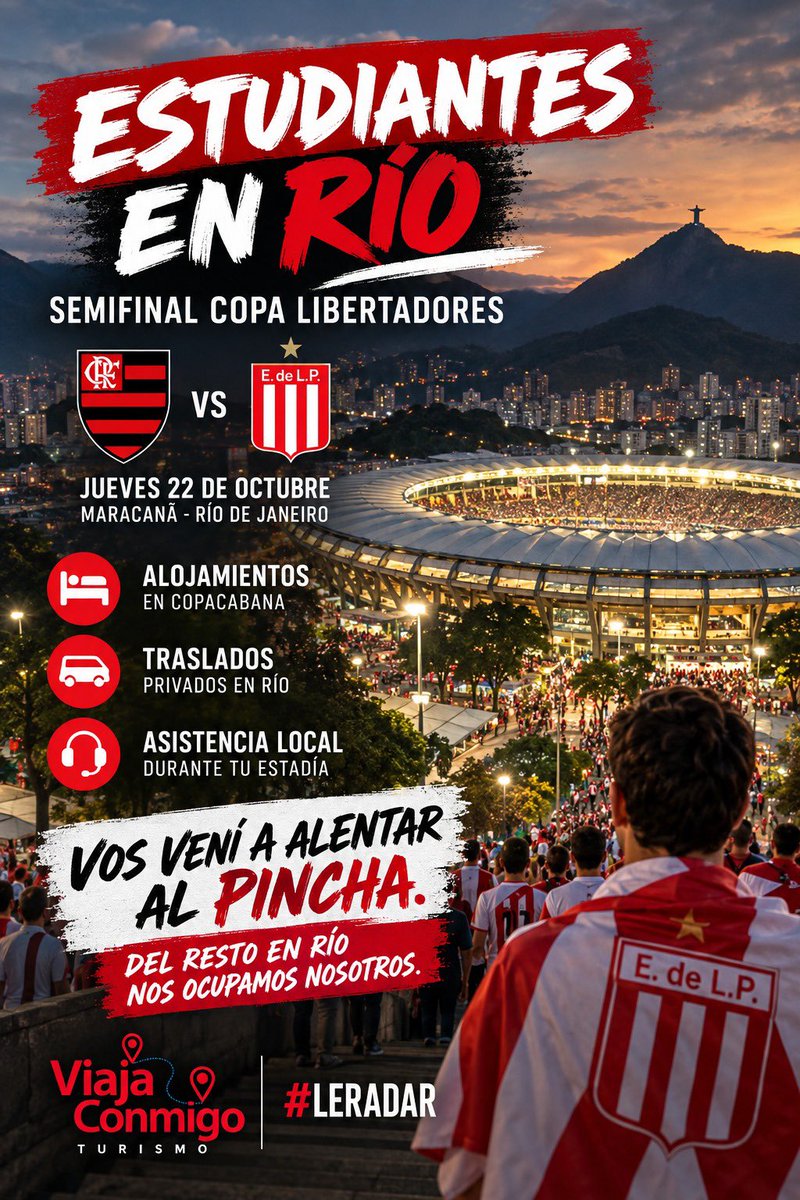 manuelicabe's tweet photo. #EDLP
🔴⚪ ¿VAS A RÍO A VER AL PINCHA? 🇧🇷🏆
🏠 Alojamiento en Copacabana
🚐 Traslados ida y vuelta al Maracanã
Hugo de Cucco (VIAJA CONMIGO) + Manu Eliçabe (#LERADAR), juntos para ayudarte a organizar tu viaje.
📲 *Consultá disponibilidad y valores:*
https://t.co/NMGC411zmQ https://t.co/XRvuVrJ9oq