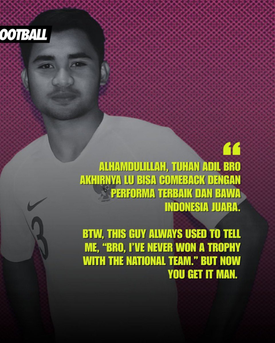 panditfootball's tweet photo. Asnawi Mangkualam Bahar menuliskan pesan emosional untuk rekannya Egy Maulana Vikri yang berhasil membawa Indonesia meraih gelar FIFA ASEAN Cup 2026.

Asnawi mengajak suporter untuk memberikan apresiasi yang layak untuk Egy setelah kontribusinya untuk timnas. 

Egy, you finally got what you deserved! 🏆