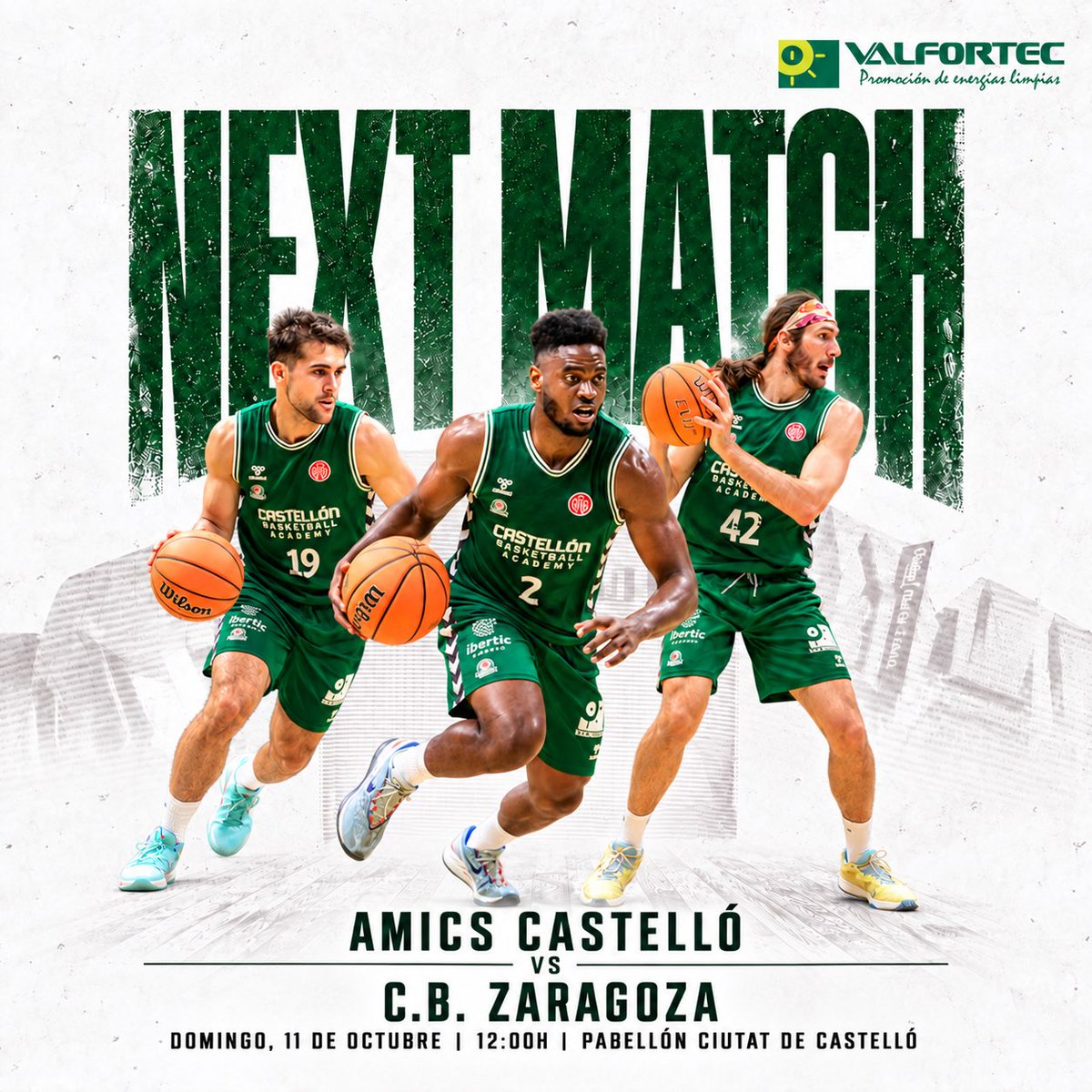 amics_castello's tweet photo. ๐๐๐๐๐ ๐๐๐๐๐๐
ยกVOLVEMOS A CASA! El Ciutat arranca su temporada con la visita del C.B. Zaragoza.๐ฅ
๐ @cbzaragoza
๐ Domingo, 11/10
๐ 12:00H
๐ Pabellรณn Ciutat de Castellรณ
๐๏ธ Entradas en web y taquilla
#CAER.
#LEVANTARSE.
#CREER. https://t.co/0b26dADNKH