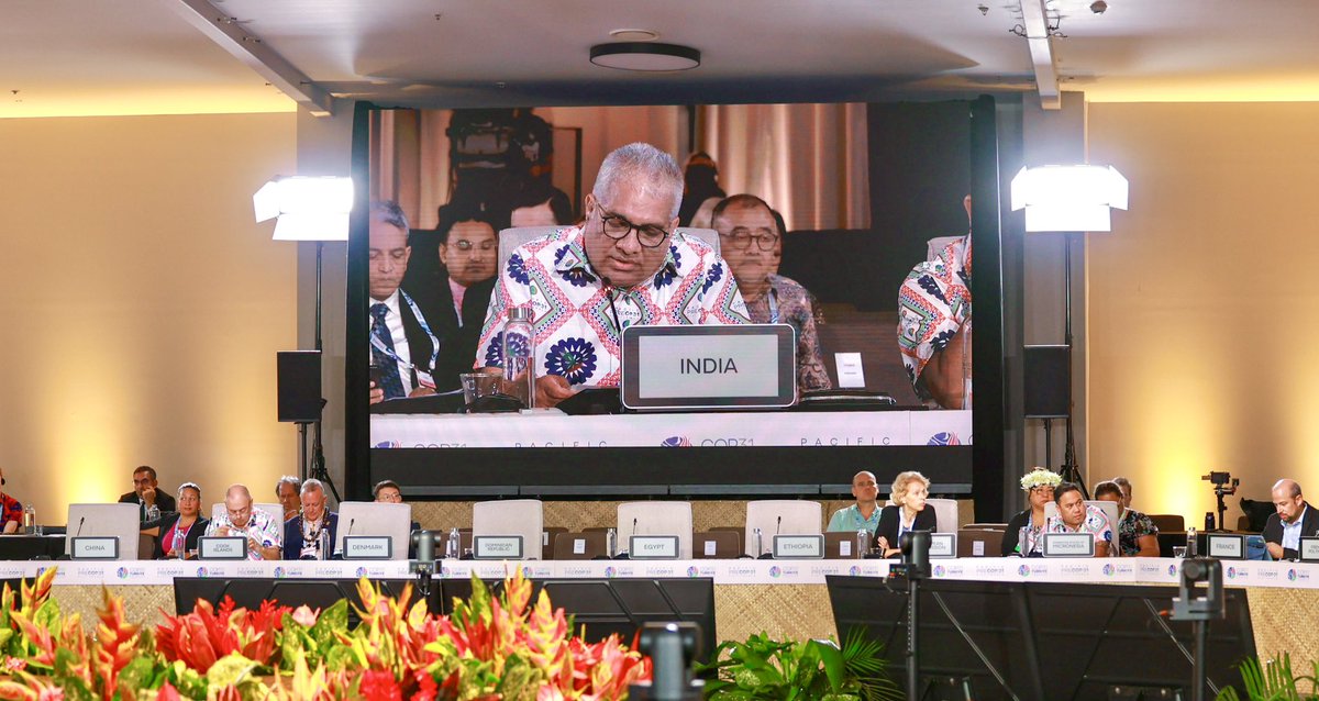 byadavbjp's tweet photo. Addressed the Leaders’ Plenary at the Pre-COP, co-hosted by Australia, Fiji and Tuvalu, in Nadi, Fiji.

Under the leadership of PM Shri @narendramodi ji, India has always stood firmly with our Pacific partners and continues to work closely with them across various sectors, including health and wellness, renewable energy, resilient infrastructure, early warning systems, IT, agriculture and capacity building.

As we move towards COP31, India believes that adaptation, mitigation and means of implementation must receive equal attention, while the key principles of CBDR-RC must be upheld in letter and spirit. 

🔗 https://t.co/IMPKroDpGA