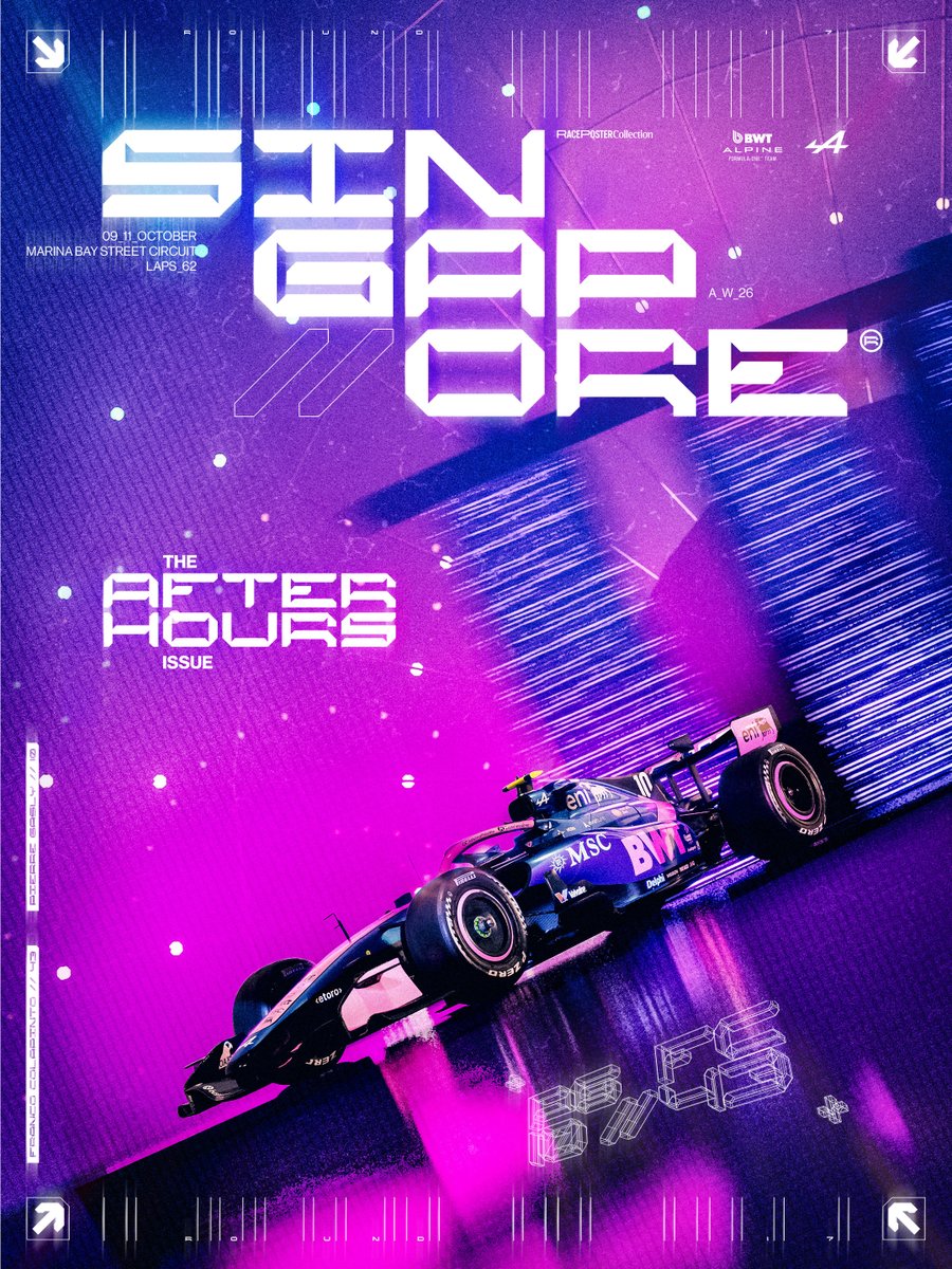 AlpineF1Team's tweet photo. A challenge under the Singapore night sky 🌙 https://t.co/U896jEPUtl