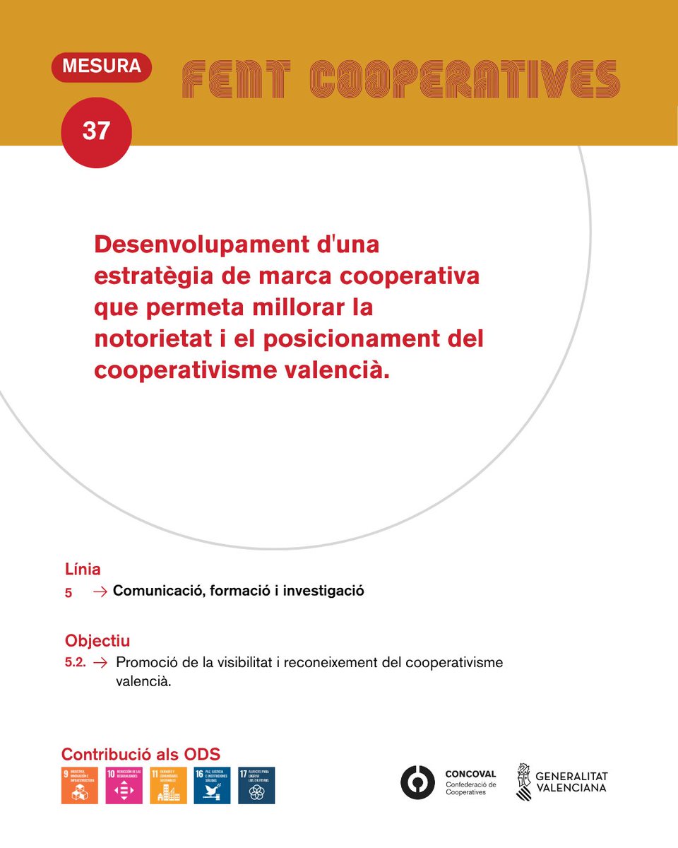 concoval's tweet photo. El cooperativisme valencià també necessita una identitat que el faça més visible.

El Pla Fent Cooperatives III aposta per desenvolupar una estratègia de marca cooperativa que millore la notorietat i el posicionament del cooperativisme valencià.

Una identitat comuna pot ajudar a:
🔹 Fer més recognoscible el model cooperatiu
🔹 Reforçar-ne la visibilitat i el posicionament
🔹 Comunicar millor els seus valors i la seua aportació a la societat
🔹 Donar coherència a la seua projecció pública

📌 Fer visible el cooperativisme també és una manera de posar en valor tot el que aporta.

#Cooperarsuma #CoopsV #FentCoop #CooperarÉsAvançar
