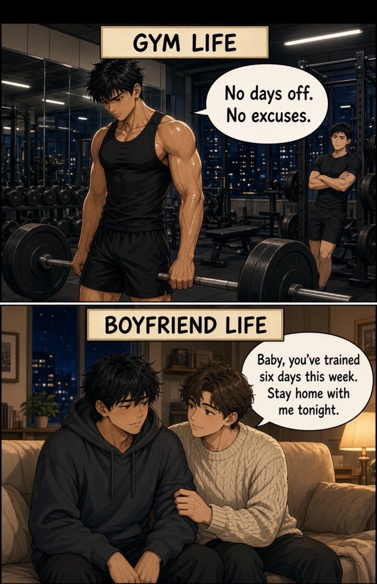 BethMyths's tweet photo. A good physique is attractive, but having someone who knows when to push you, when to encourage you, and when to tell you to put the weights down and rest? That’s the real gain. ❤️ https://t.co/L0xuY75kDu