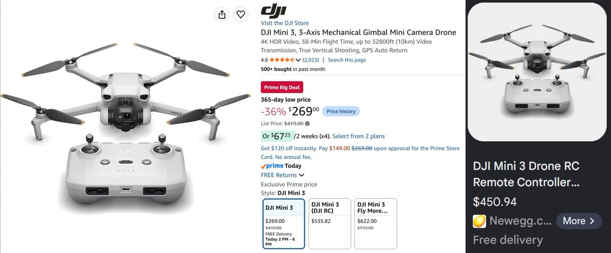 Pricerrors's tweet photo. DJI MINI 3 RESTOCKED AT LOWEST https://t.co/6Hq2K5Y2oA