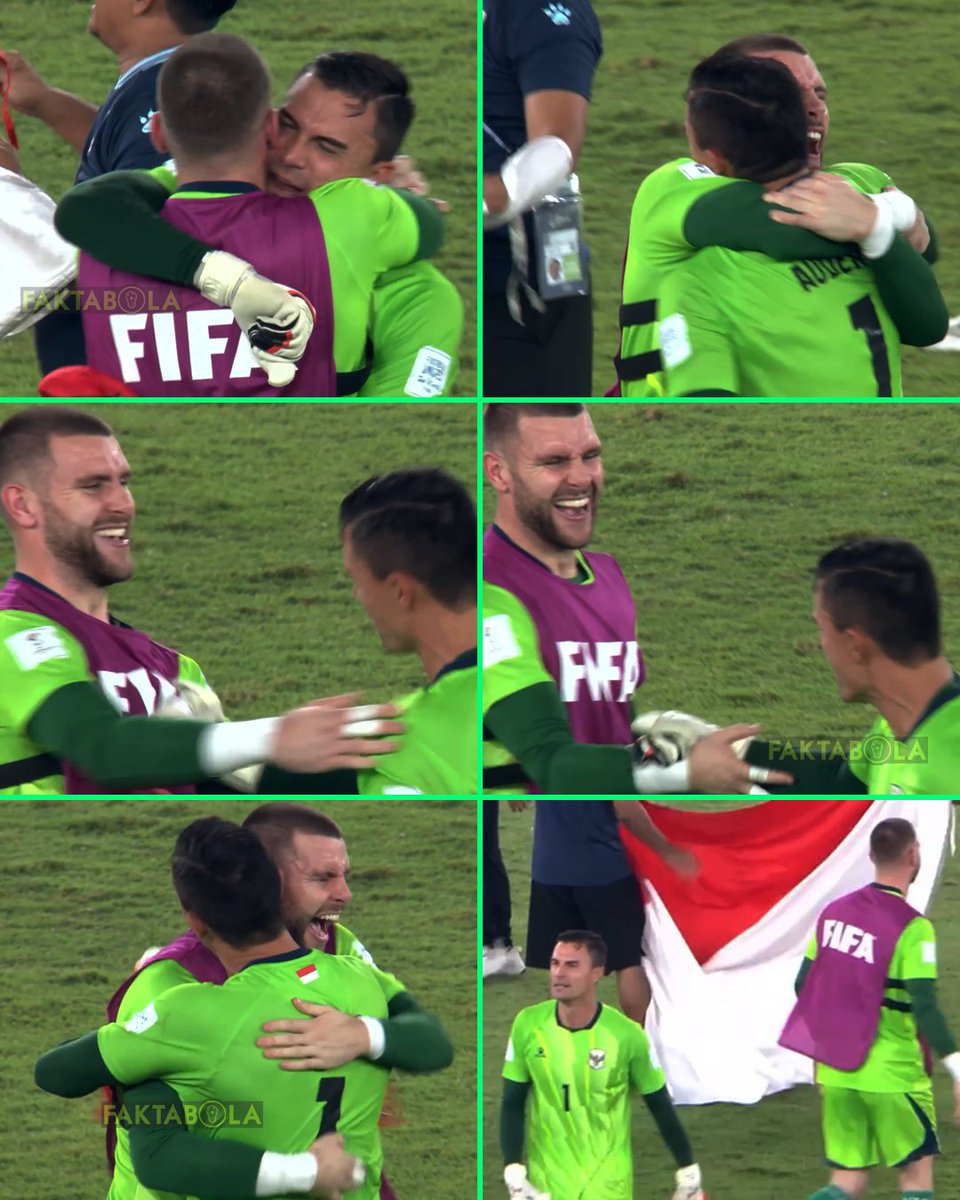 FaktaSepakbola's tweet photo. Maarten Paes &amp; Emil Audero setelah Indonesia berhasil juara 🥹 Keduanya berpelukan, bersalaman, lalu kembali berpelukan. 🇮🇩🙌

Sayangnya mereka tidak pernah dimainkan bareng oleh Coach John Herdman https://t.co/yV40wVIOgT