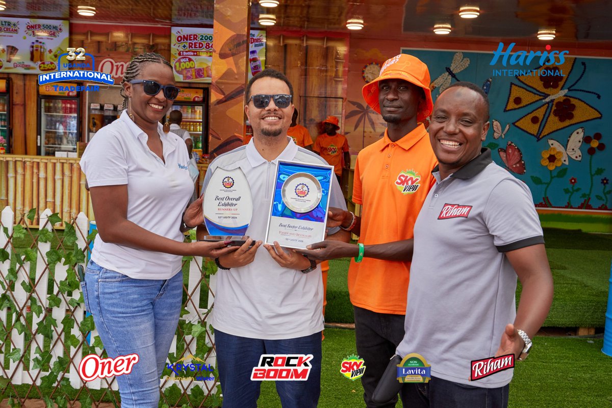 HarissIntLTD's tweet photo. Another year, another moment to be proud of. Two awards won at the UMA Trade Fair. 🏆

🥇 Best Sector Exhibitor, Foods and Beverages
🥈 Runners Up, Best Overall Exhibitor

#UGITF2026 #HarissAtUMA https://t.co/8fgg9ZdNxC