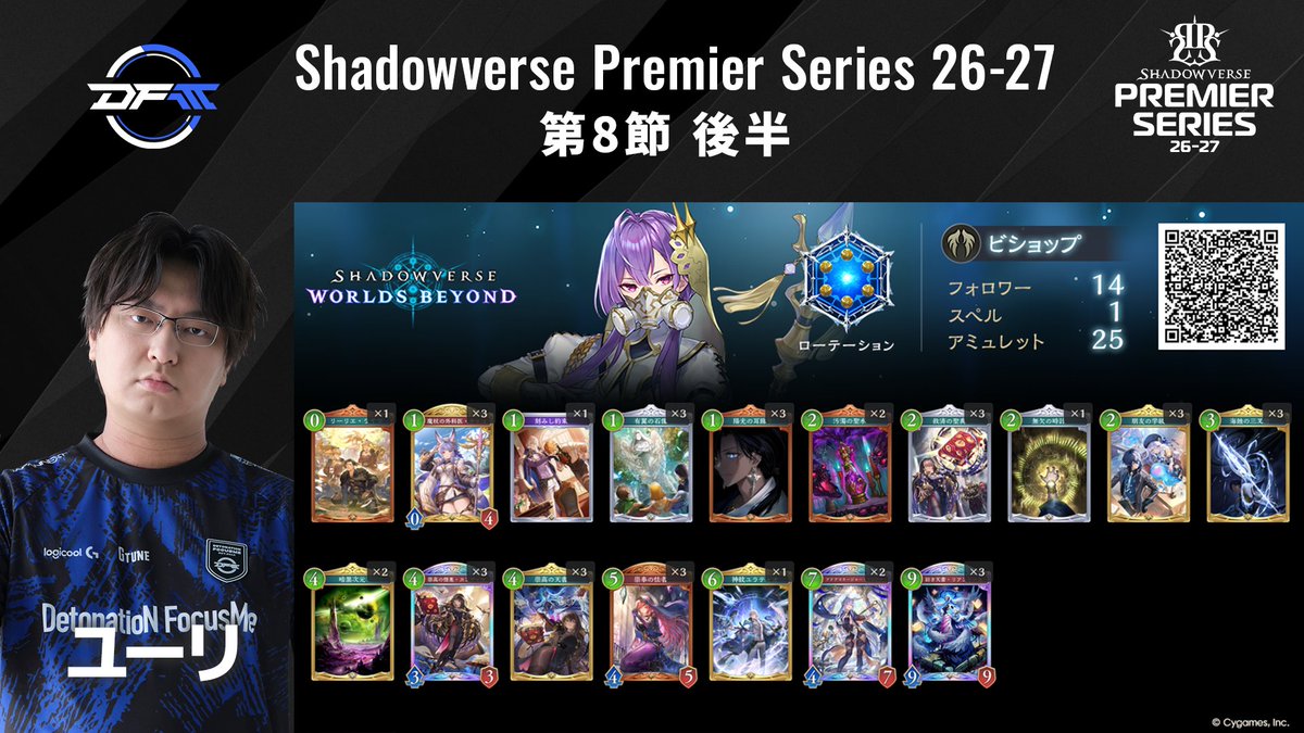 shadowversePS's tweet photo. ◤ DetonatioN FocusMe デッキリスト公開 ◢
 
10/7（水）第8節 後半
DetonatioN FocusMeのデッキリスト公開！
 
#シャドバPS #DFMWIN https://t.co/MVMe8Rsgah