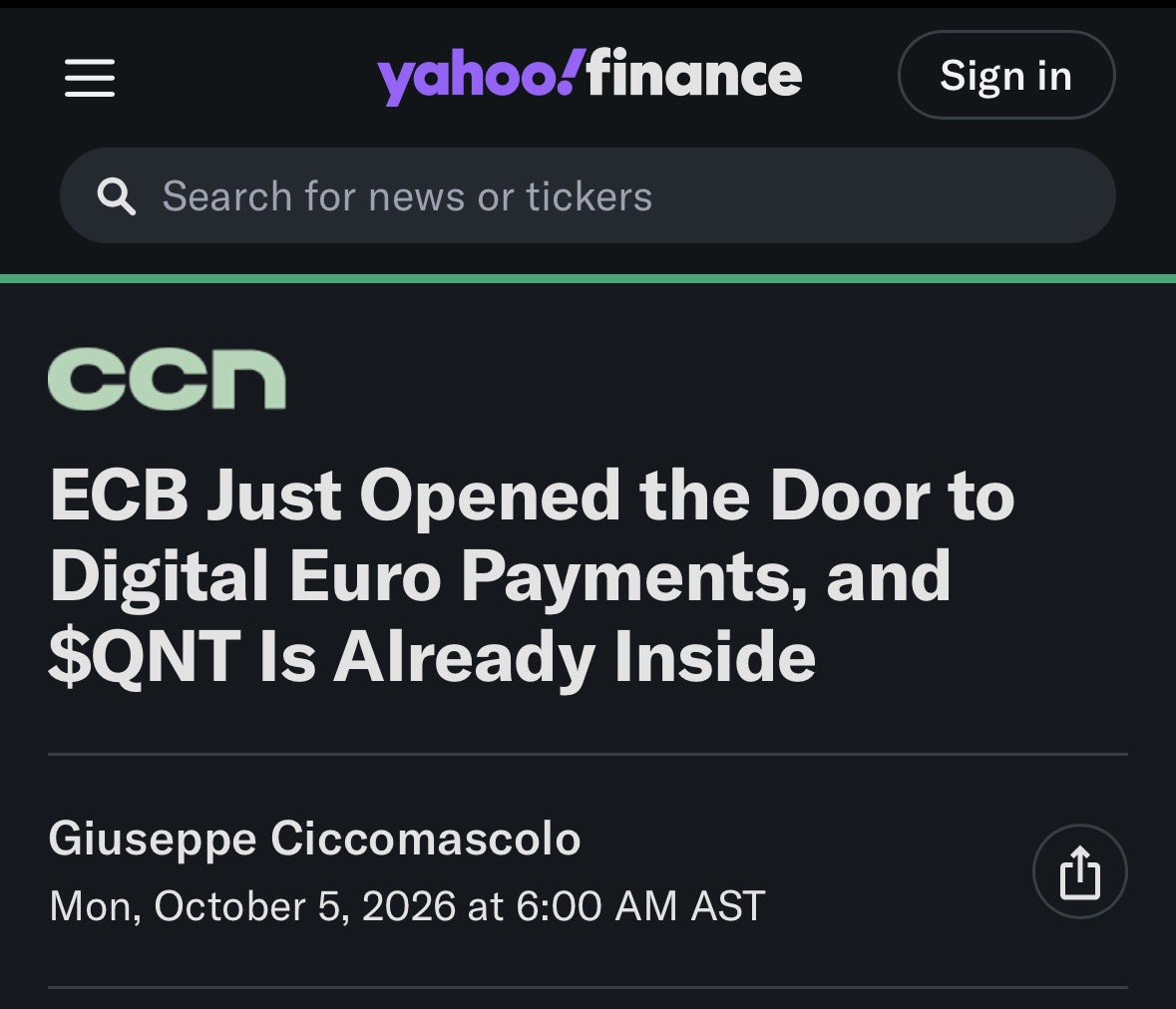 JanGold_'s tweet photo. “ECB Just Opened the Door to Digital Euro Payments, and $QNT Is Already Inside”

Quant is at the heart of the future payment rails in the US, UK, and EU, and it can connect those rails. https://t.co/j4hu4e0hW0