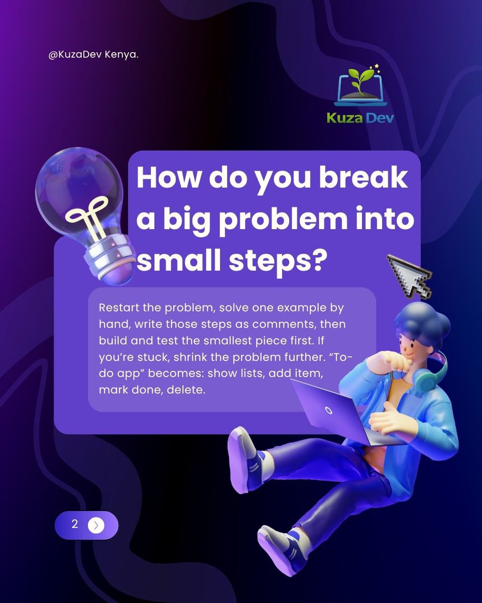 kuzadevkenya's tweet photo. Stuck? You're not behind. You're learning. 💻
Here's what every junior dev wishes they knew sooner☝🏼which is what i wish i knew too☺️
My advice, Start before you feel ready. 🚀
Which one hit home for you? Tell us in the comments 👇

 #ʟᴇᴀʀɴᴛᴏᴄᴏᴅᴇ #codingforbeginner https://t.co/GLvy6CkR3i