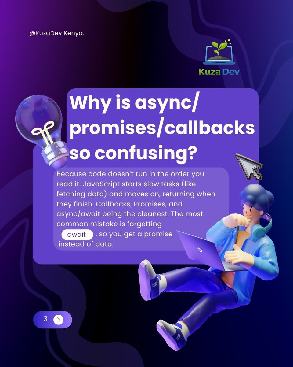 kuzadevkenya's tweet photo. Stuck? You're not behind. You're learning. 💻
Here's what every junior dev wishes they knew sooner☝🏼which is what i wish i knew too☺️
My advice, Start before you feel ready. 🚀
Which one hit home for you? Tell us in the comments 👇

 #ʟᴇᴀʀɴᴛᴏᴄᴏᴅᴇ #codingforbeginner https://t.co/GLvy6CkR3i