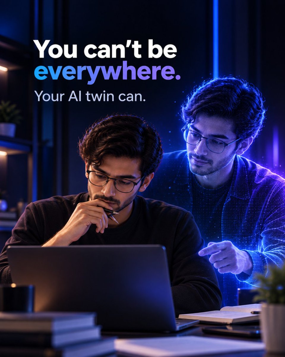 cognimatesai's tweet photo. You can’t be everywhere.

You can’t answer every message, join every meeting, or share everything you know.

But what if your AI twin could?

That’s the idea behind AI Twins at CogniMates: extending your presence without extending your hours. https://t.co/M3a2z4N6yE