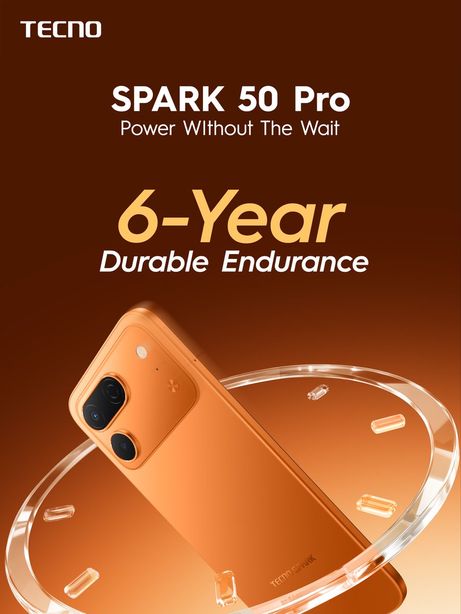 TECNOMobileNG's tweet photo. Are you looking for a phone that’s in it for the long run? 

SPARK 50 Pro is crafted with 6-year durable endurance built to carry its brilliance through the years, without losing its edge.

 #PowerWithoutTheWait #TECNOSPARK50Pro #NaijaSPARK50Pro #TECNOAI https://t.co/cYoV9uTDuM