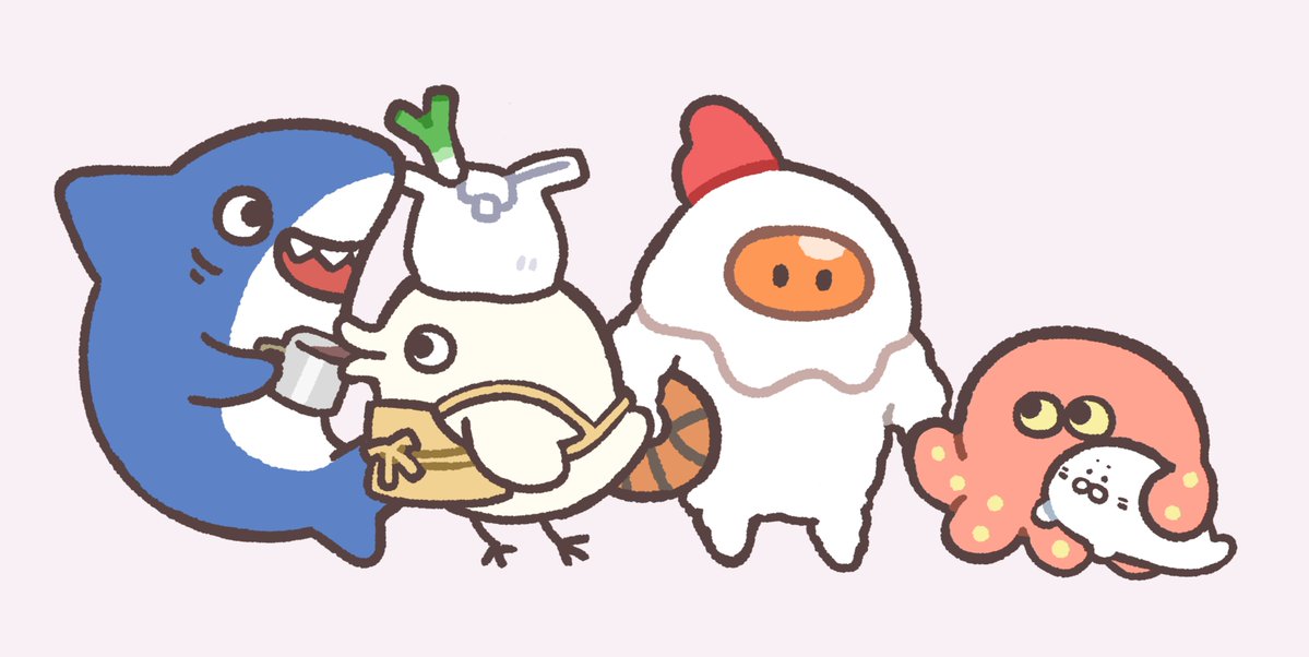 lu_lu_wasa_bi's tweet photo. これはとあし用に描いたいのち🦈🐥🍚🐙🦭 https://t.co/eXjDsZE3X1