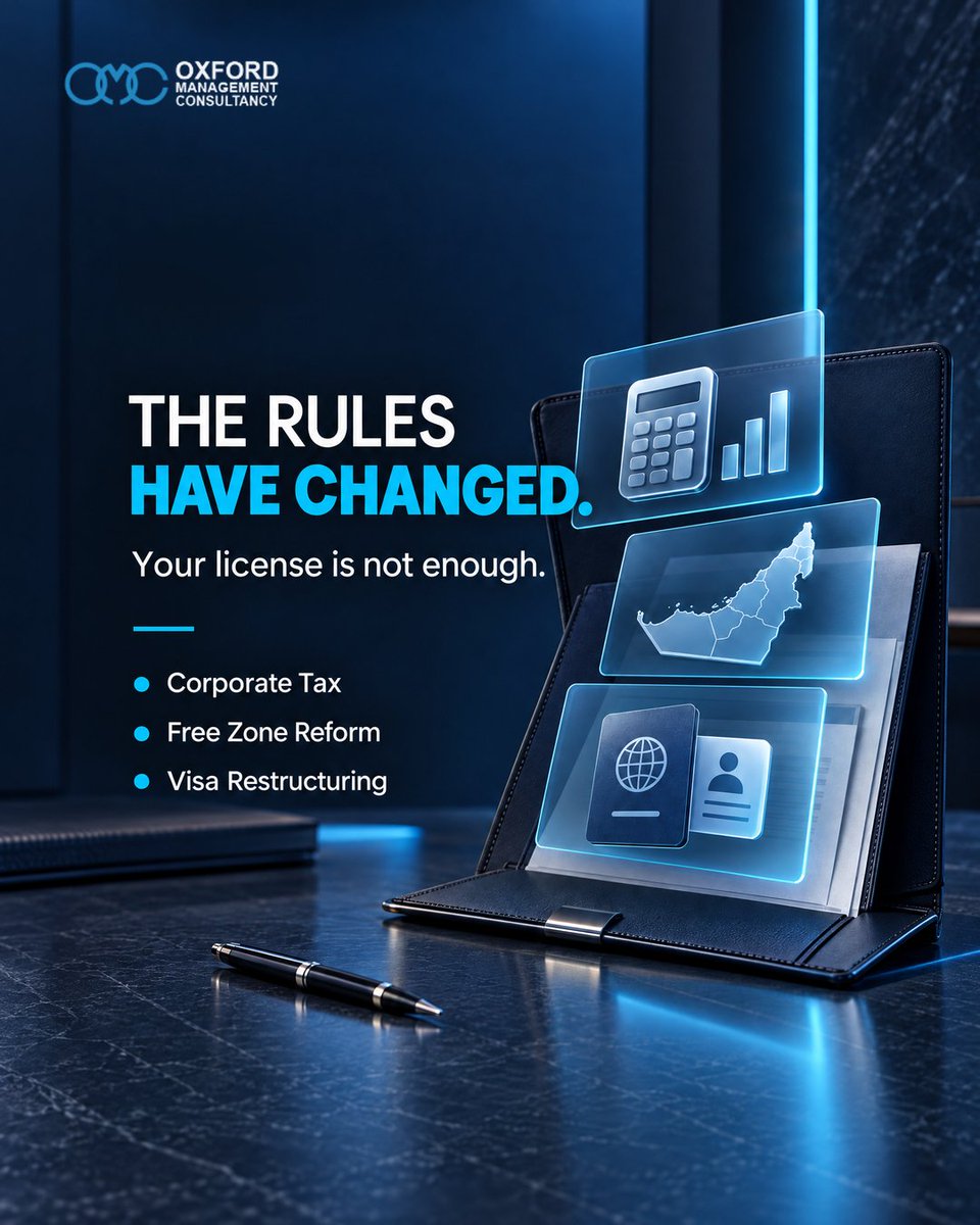 omcuae's tweet photo. Your UAE business licence is just the start.

Corporate tax, free zone reforms, visa restructuring, and banking requirements are changing how businesses operate in the UAE.

Stay compliant. Stay prepared.
📞 +971 4 809 0300
🌐 https://t.co/IP7ZHEYdrr

#BusinessSetupUAE #OMCUAE https://t.co/Ddp98XO5by