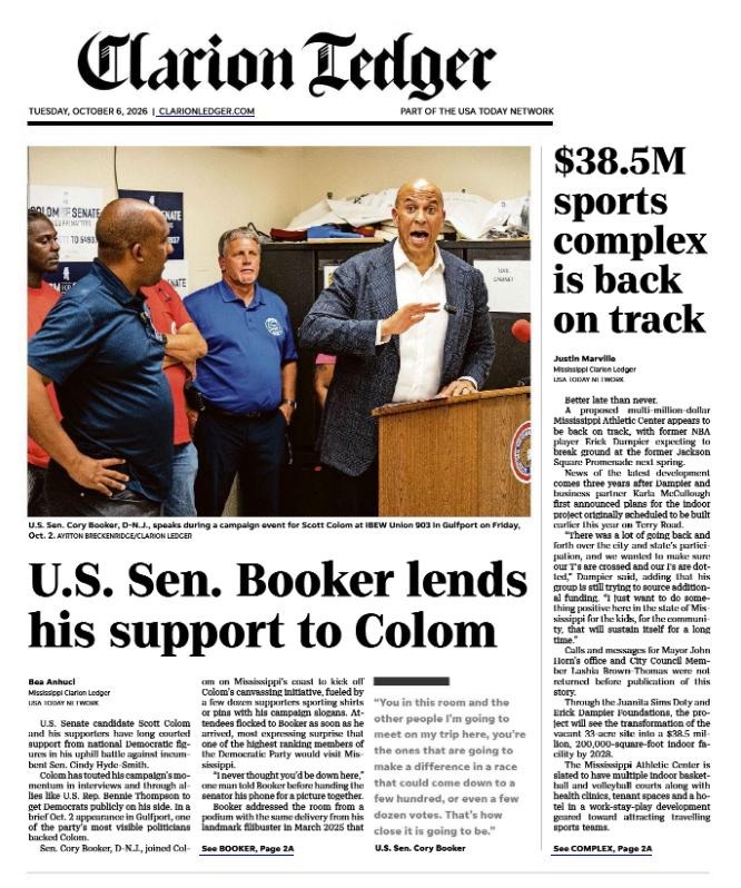 AlbertFujii's tweet photo. GOOD MORNING MISSISSIPPI
"We are our ancestors' wildest dreams," Booker said. "We have folks who sweat for us, cried for us, bled for us to get a moment like this. And the reality is, you can't pay that back, but you have to pay it forward." https://t.co/tLxq2JNy99