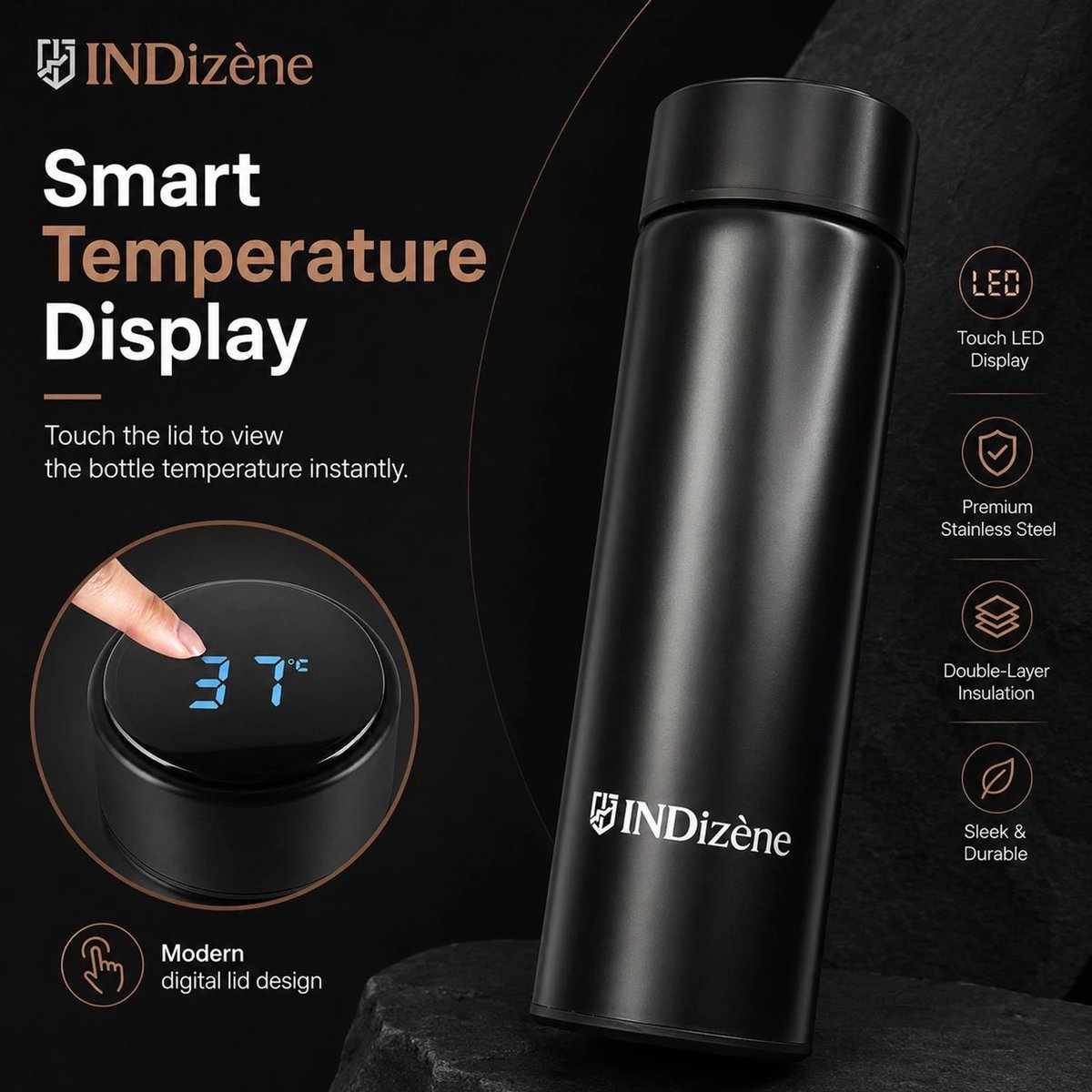 INDizene's tweet photo. Smart hydration, made sleek.

INDizène LED Temperature Display Stainless Steel Insulated Bottle, 500 ml, Black. Built for office, travel, gym and everyday carry.

Explore more INDizène products on our website and shop via Flipkart.

#INDizene #SmartBottle #Flipkart https://t.co/u80qU2Y8Kw
