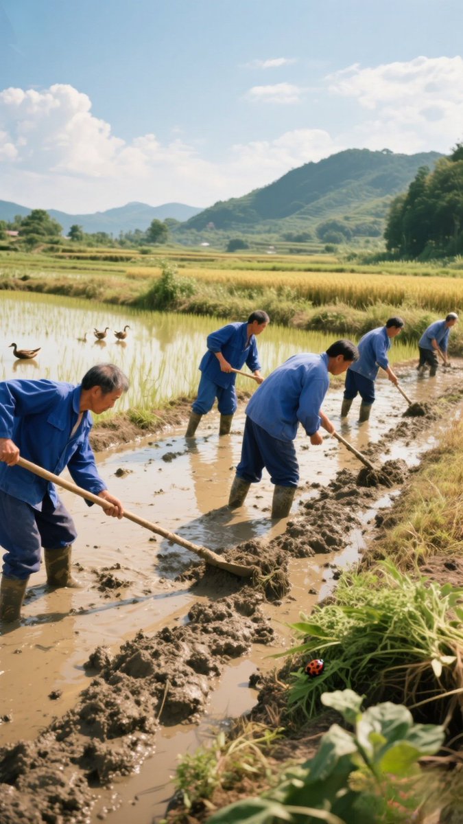 Mood13297862's tweet photo. [In farming, we don’t fear floods or droughts—every generation works to make it better!]， https://t.co/4uGOWanYMq