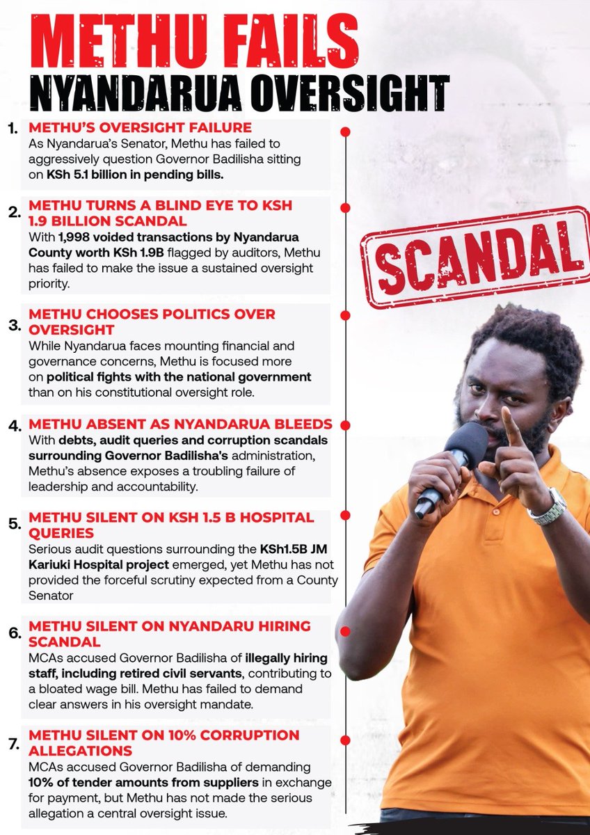AnkleBreaker004's tweet photo. Serious audit questions on the KSh 1.5B JM Kariuki Hospital project — and Methu offers no forceful scrutiny. The people of Nyandarua deserve better. They say they fight graft. How much is he given to remain silent?
Too Loud To Ignore
Nyandarua Looting Paradise
#MethusSilence. https://t.co/daHtFhgm7F