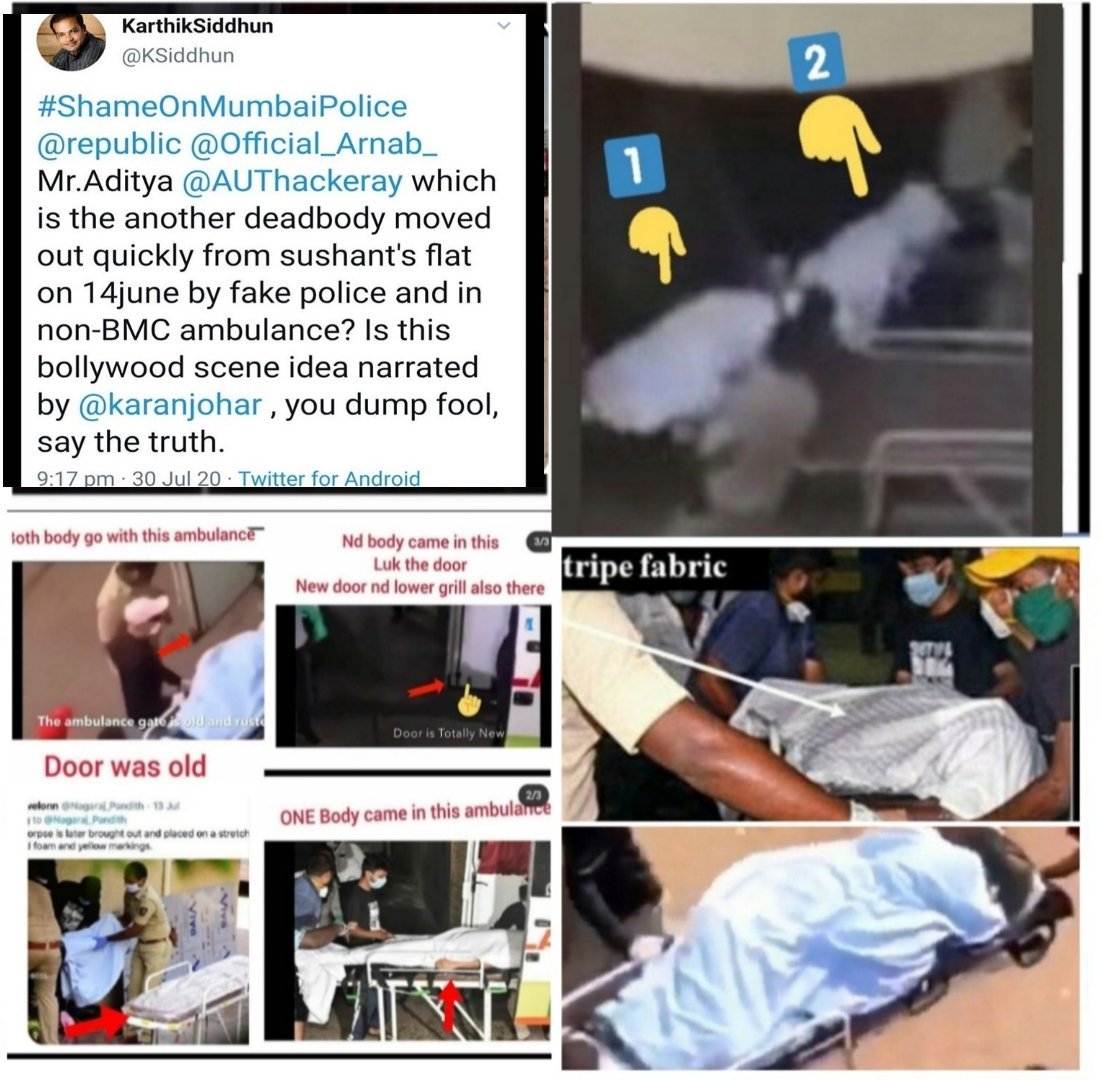 Yasmin2186's tweet photo. 2 bodies > 14 June

SSR-Disha was protecting a minor girl 👧 sent to the party by an NGO. This girl was abused at the party and killéd at SSR 🏠on 13June night.Also, one of the reasons SSR was receiving threat calls from Khan Gang. @CBIHeadquarters 🦜👎
#JusticeForDishaSalian 
#JusticeForSushantSinghRajput