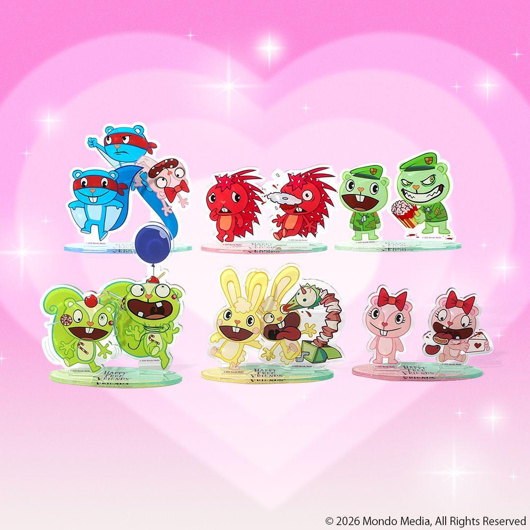natalie_store's tweet photo. 【ハッピーツリーフレンズ】
キュートなポーズと、刺激的な（？）名場面をセットで楽しめるアクリルスタンド❤️‍🩹

デスクやお部屋に飾って、いつでもハピツリの世界観をお楽しみください♪

▼ご購入はこちら
https://t.co/N6fOmbHO1I

#ハッピーツリーフレンズ #ハピツリ #htf #happytreefriends https://t.co/sy7smaWKRy
