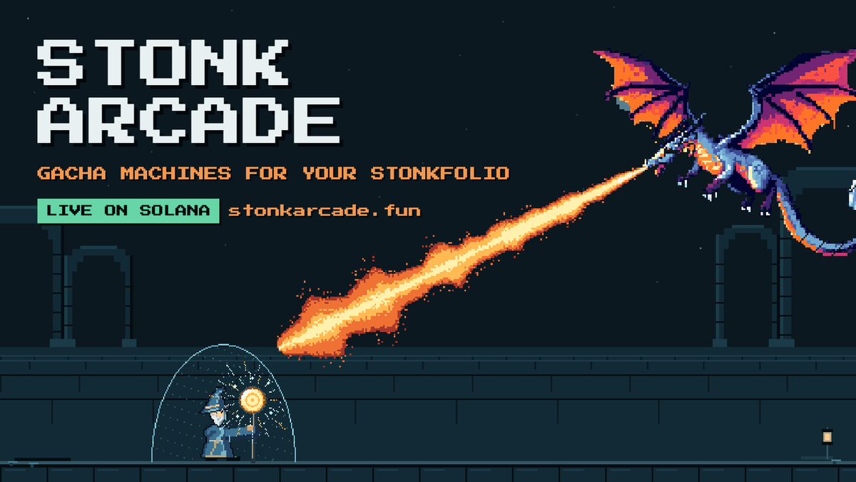 stonkarcadefun's tweet photo. stonk arcade is live on solana.

gacha machines for your stonkfolio: 
-> buy a ticket 
-> watch the dragon egg hatch
 -> your prize lands in your wallet from the collection you picked

https://t.co/uFfDI5bJ9B

How it works 🧵 https://t.co/Ul9RQGj5o3