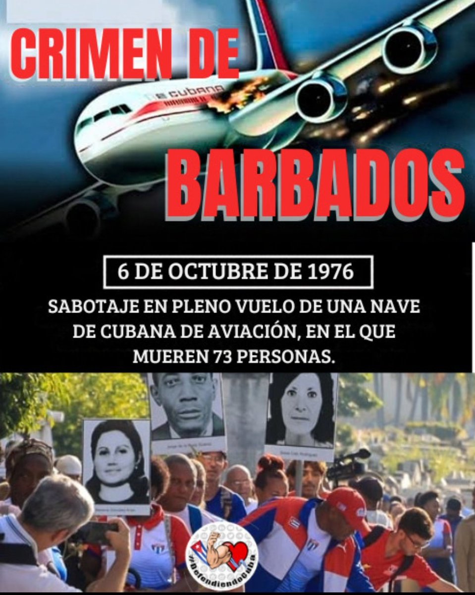 DefendiendoCuba's tweet photo. En la vida hay momentos tan duros y difíciles, que olvidarlos resulta casi imposible. 👇👇👇

✔️Crimen de Barbados✈️
‼️ Terrorismo nunca más ‼️

#TenemosMemoria 
#DefendiendoCuba🇨🇺💪❤️ https://t.co/4oOI6eux8R