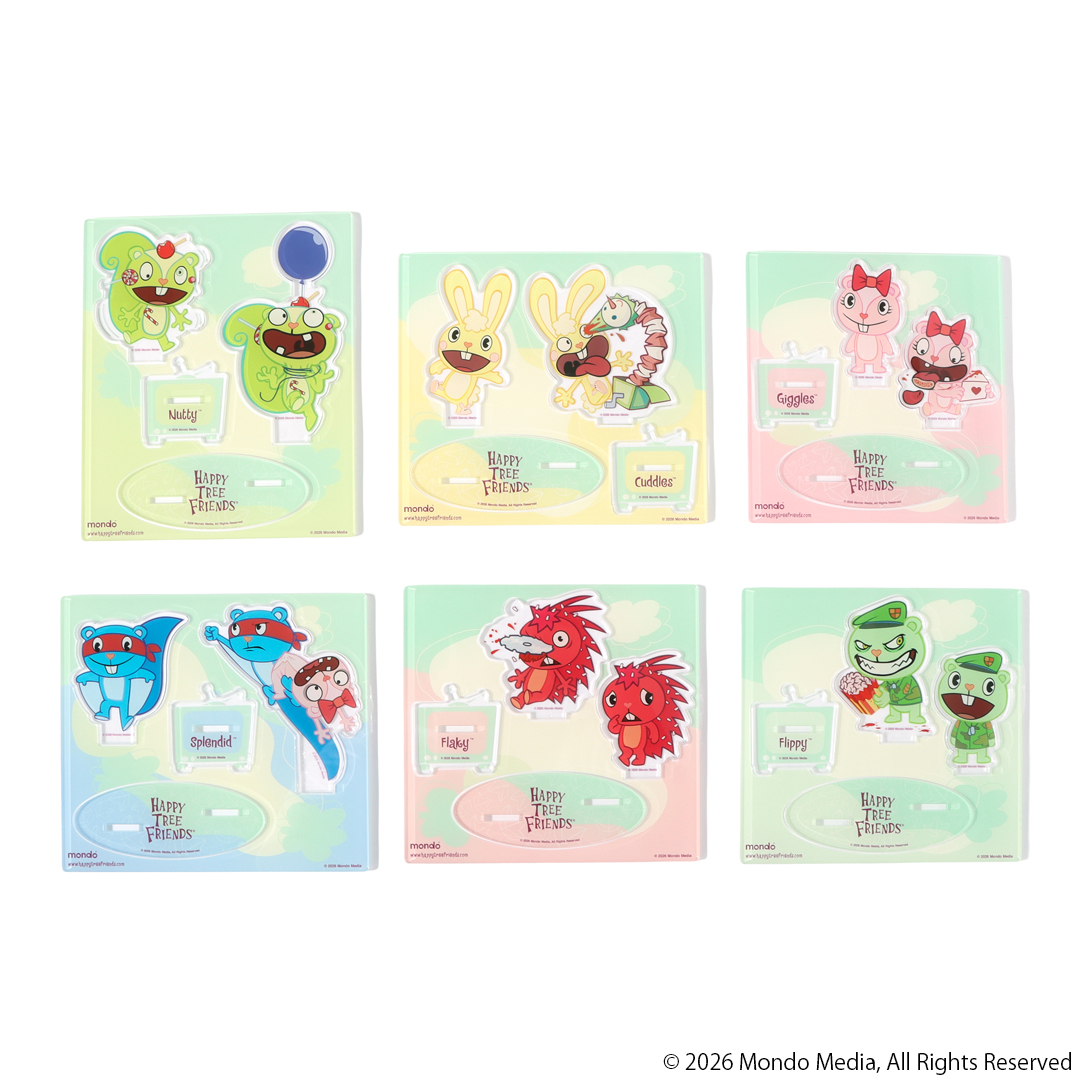 natalie_store's tweet photo. 【ハッピーツリーフレンズ】
キュートなポーズと、刺激的な（？）名場面をセットで楽しめるアクリルスタンド❤️‍🩹

デスクやお部屋に飾って、いつでもハピツリの世界観をお楽しみください♪

▼ご購入はこちら
https://t.co/N6fOmbHO1I

#ハッピーツリーフレンズ #ハピツリ #htf #happytreefriends https://t.co/sy7smaWKRy