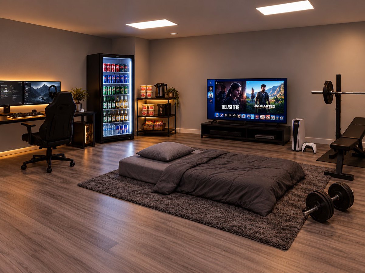VabrikaGaming's tweet photo. @halenhargreevs Almost perfect. I made a few essential upgrades: a fridge full of soda and beer, a noodle station, and a proper gaming setup. Now we can officially stop pretending we need to leave the house. 😂🎮🍜🍺 https://t.co/0ZqtJO3rpn