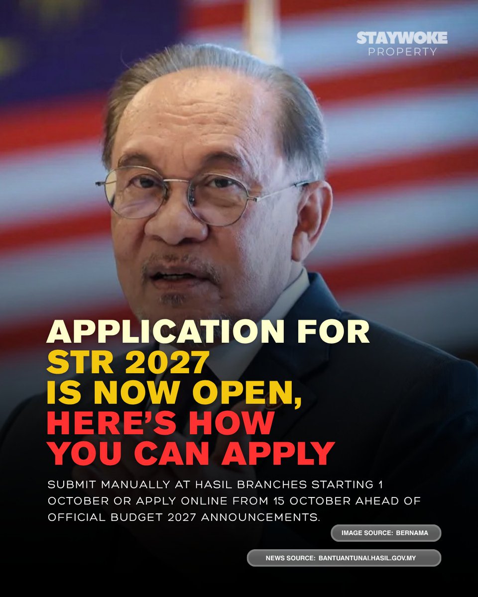 marionocera1's tweet photo. Permohonan STR 2027 kini dibuka. Jumlah bayaran masih belum diumumkan dan dijangka diketahui selepas pembentangan Belanjawan 2027.
#STR2027 #Belanjawan2027 #BantuanRakyat #Malaysia https://t.co/ofJoH3RHuk