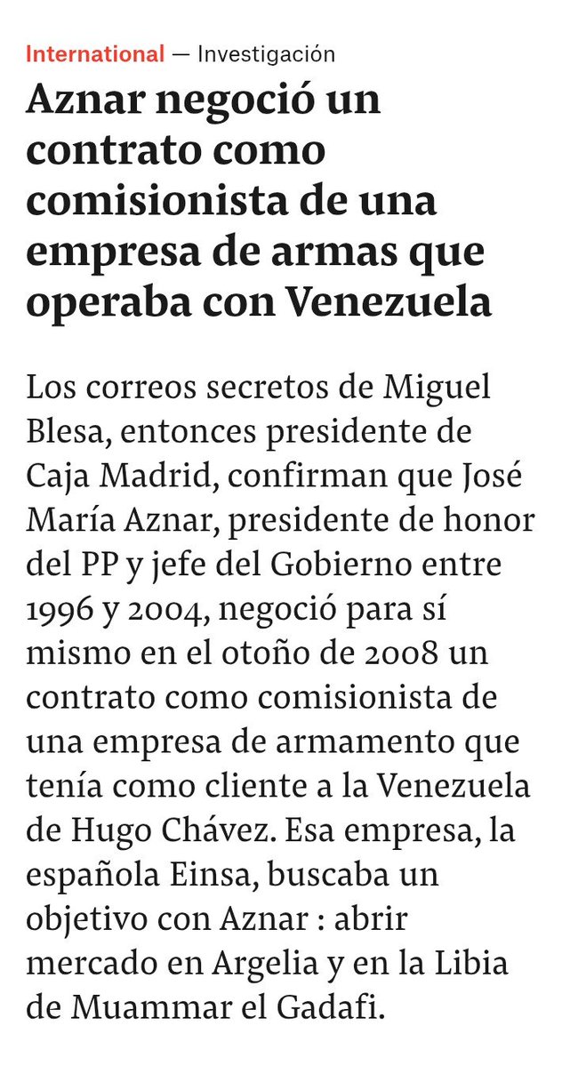 InesitaBenidorm's tweet photo. Aznar se forró vendiendo armas a Chávez. Hay venezolanos de mierda que están haciendo campaña por el PP en España. Son increíbles. https://t.co/WHWqJv1Lwj