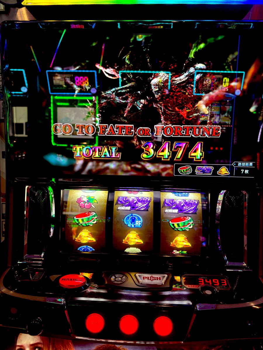 REDGOLDSIRVER's tweet photo. バイオre3...🧟3360枚〆
初ATでインフェルノいけたヨ！🥺
DSウィルスでボーナス6個getで波に乗りました🏄🌊
裏パンデミックチャンス初めて引いてプレミアム取れなかったのでまた引いてリベンジします🙄 https://t.co/f4SpodQkiV