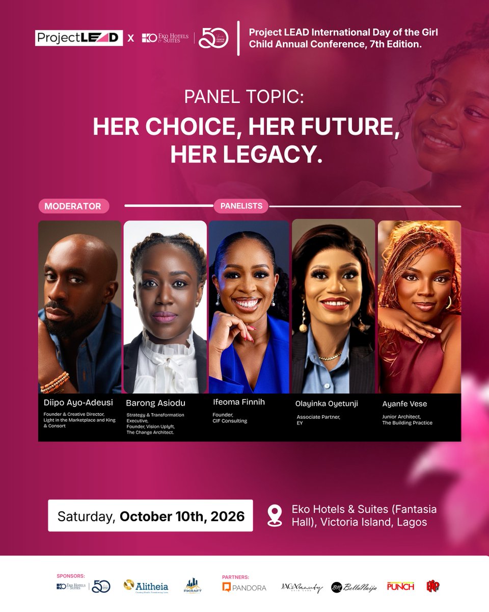 ProjectLEADng's tweet photo. Panel unveil 🥁🥁🥁

One keynote can inspire you. A panel of women who have DONE it will equip you.

Introducing our all-star panel of top female executives at the 7th Edition of Project LEAD International Day of the Girl Child Annual Conference! 

https://t.co/mmCG3gyEO0 https://t.co/WZ37eVrOFt
